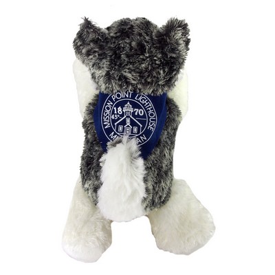 8" Mush Husky Dog Stuffed Animal w/Bandana & One Color Imprint