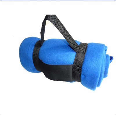 Bulk Convenient Packed Polar Fleece Camping Blanket PP Strap