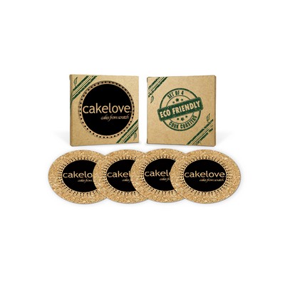 4" Econo Circle Cork Coaster (Set of 4)