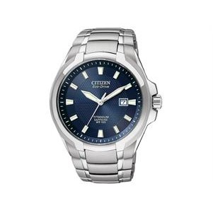 Citizen Men's Eco-Drive Silver-Tone Titanium Bracelet Blue Dial Watch