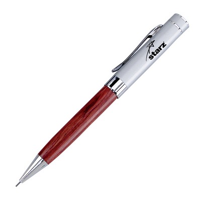 Ivy Twist Action Wood Pencil w/Satin Chrome Cap (0.9 Mm Lead)