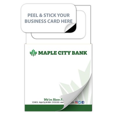 Custom Design Magnetic Sticky Pad - (25-Sheet) Sticky Note with Peel & Stick Business Card Magnet