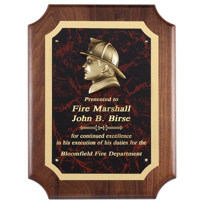 Walnut Plaque, Fireman, 9x12"