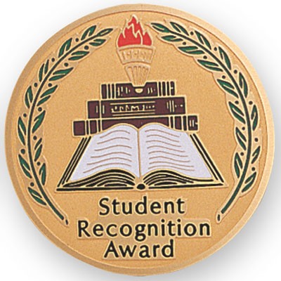 2" Student Recognition Award Etched Enameled Medallion Insert Disc