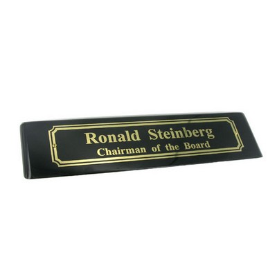 Piano Finish Black Desk Block w/Black Name Plate