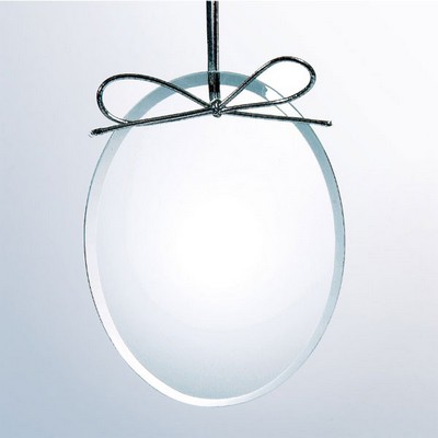 Beveled Clear Glass Ornament - Oval