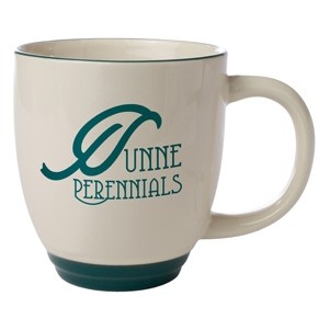 14 Oz. Bistro Heartland Colored Trim Mug (Almond Beige/Green Trim)