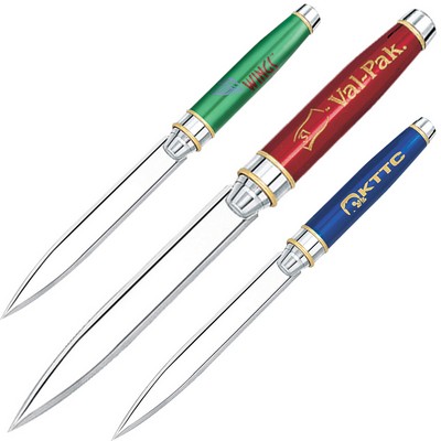 Elegant Designed Letter Opener w/ Translucent Colored Cap