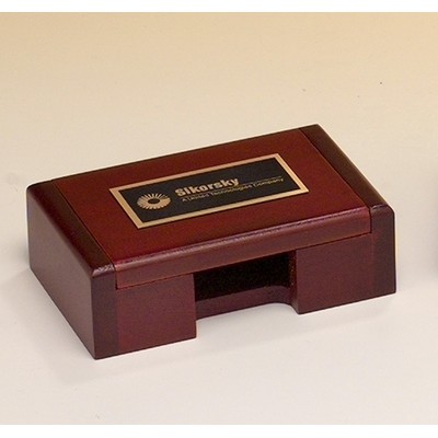 Rosewood-Finish Business Card Box