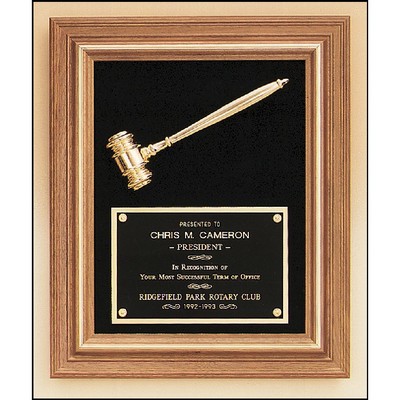 Walnut Frame Gavel Plaque 15x18 Maroon