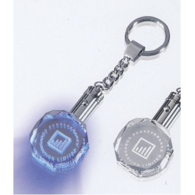 Light Up Optical Crystal Octagon Keychain