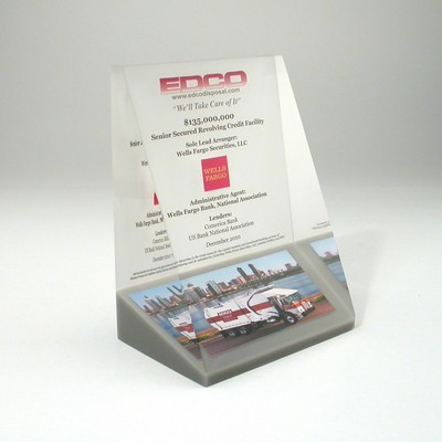 Wedge Lucite® Embedment Award (4" x 5 1/2" x 2 3/4" x 3/8")