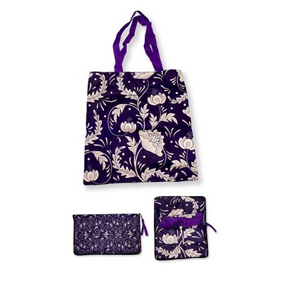 Foldable Zippered Cotton Bag w/1"x24" Handle