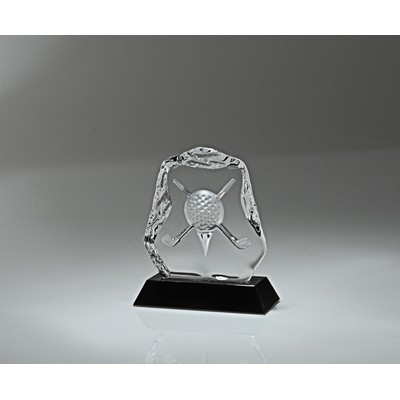 Tee Off Time Optic Crystal Oval Golf Award - 4 1/2'' h