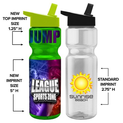 28 Oz. Transparent Sports Bottle w/Flip Straw Lid - Digital Imprint