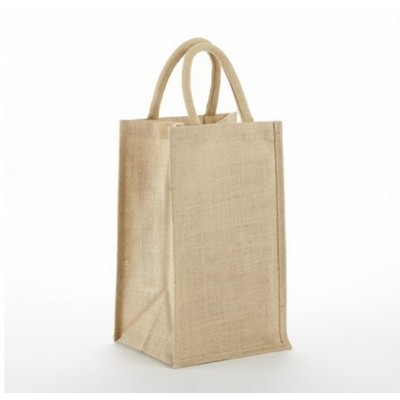 Solid Front Jute Wine Bag