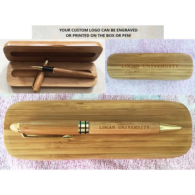 Executive Wooden Pen Gift Set With Case - Twist Action