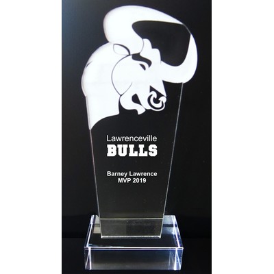 EXCLUSIVE! Acrylic and Crystal Engraved Award - 9-1/2" Tall - Bull