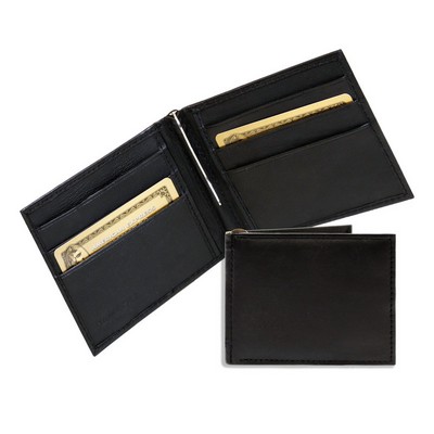 Ashlin® Designer Ansari Midnight Black Bi-Fold Money Clip & 6 Credit Card Pockets