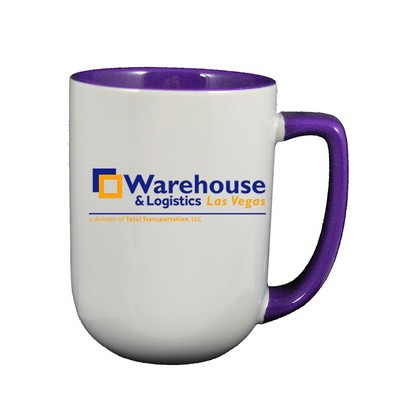 17 Oz. Arlen Barrel Mug- Plum in / White out /Plum Trim