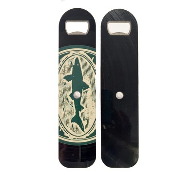 Vintage Vinyl Recycled Record Bottle Opener - 1-Sided Imprint, Plain Vinyl Record Back