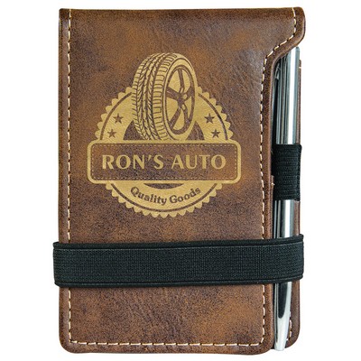 Rustic/Gold Leatherette Pad/Pen (3.25" x 4.75")