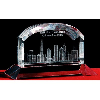 3-D Crystal Chicago Skyline in Grand Arch Award (6")