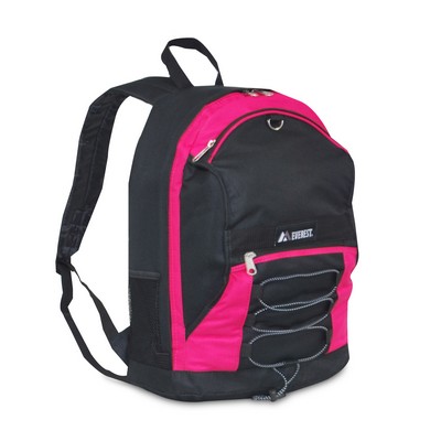 Everest Two-Tone Backpack with Mesh Pockets, Hot Pink/Black