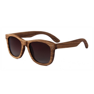 Zebra Wood Sunglasses - Gradient Brown Polarized Lenses - Zebra Wood Frames