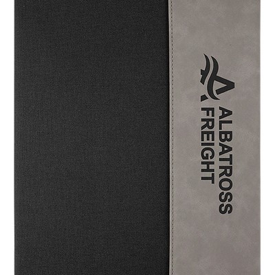 Black Canvas Portfolio / Gray Faux Leather with Notepad, 9 1/2" x 12"