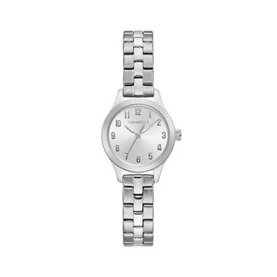 Caravelle Ladies Silver Tone Stainless Steel Bracelet Watch with Arabic Numerals