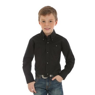 Wrangler® Boys' Black Classic Button Down Long Sleeve Shirt