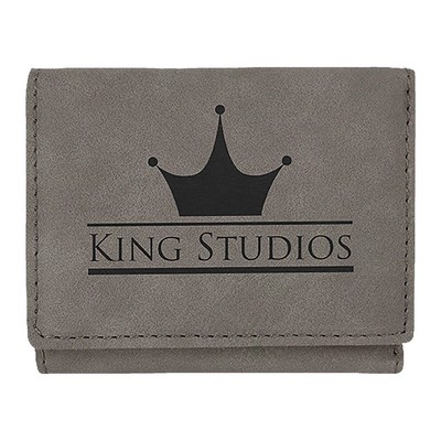 Gray Leatherette Trifold Wallet(4" x 3")