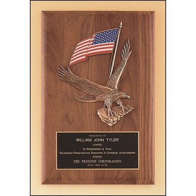 American Walnut Stained Plaque w/Large Eagle Casting (8"x 10.5")