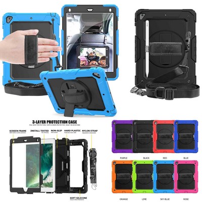 Kidder iPad 9.7" Protective Rugged Case with Kickstand & Shoulder Strap (Blue)