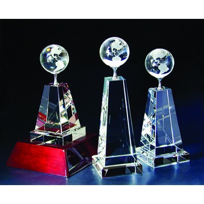 Globe Tower Optical Crystal Award/Trophy 9.5"H