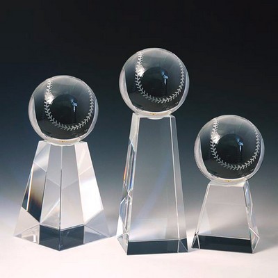 Baseball Tower Optical Crystal Award/Trophy 9"H