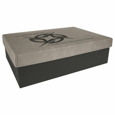 11 3/4" x 7 3/4" Gray Leatherette Gift Box