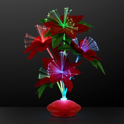 Red Christmas Flowers Light Up Centerpiece - BLANK