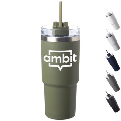 23 oz Matte Finish Travel Mugs with Straw