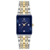 Bulova Ladies' Two-tone Watch with Blue Dial & Diamonds