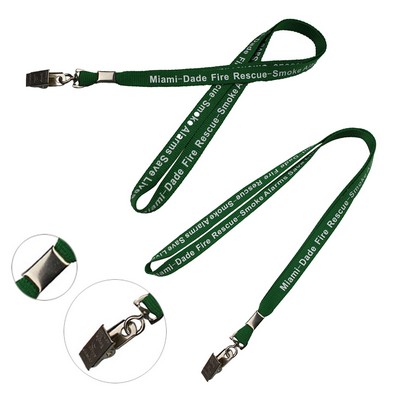 3/4" Neck Lanyard w/ Bulldog clip & Metal Crimp