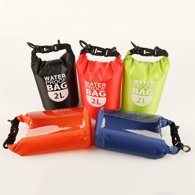 2.0 Liter Water Resistant Dry Bag With Clear Pocket Window