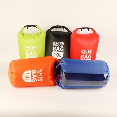 10.0 Liter Water Resistant Dry Bag With Clear Pocket Window