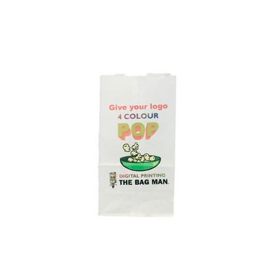 White Kraft Popcorn Bag w/Digital Print (4.75"x2.8"x8.8")