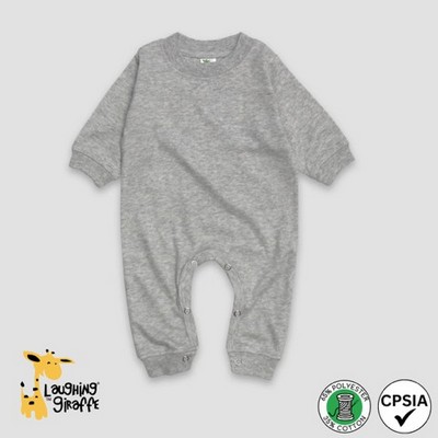 Baby Long Sleeve Sleep N Play Heather Gray 65% Polyester 35% Cotton- Laughing Giraffe®