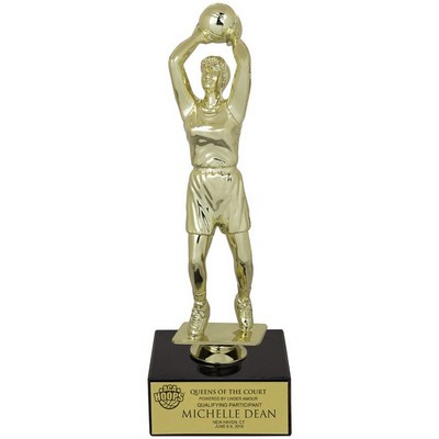 9½" Female Basketball Figure Trophy w/Black Marble Base