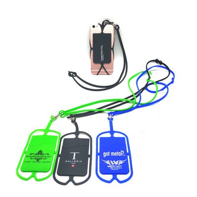 Silicone Lanyard With Phone Holder & Wallet