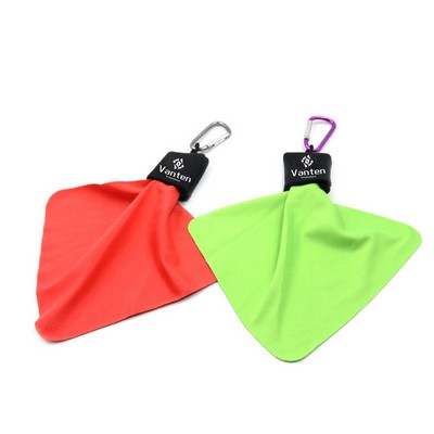 Key Chain Microfiber Cleaning Cloth w/Carabiner