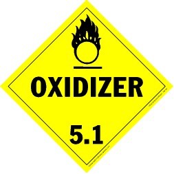 Oxidizer Polycoated Tagboard Placard - 10.75" x 10.75"